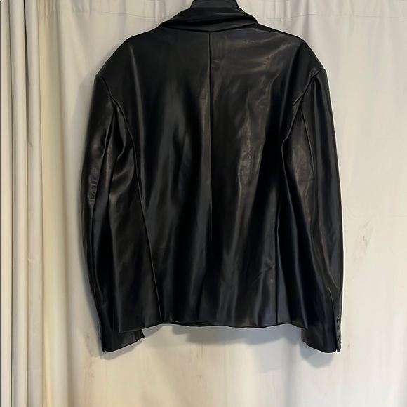 Nordstrom Open Edit Women's Oversized Faux/Vegan Leather Blazer, Black, XL - Picture 6 of 9